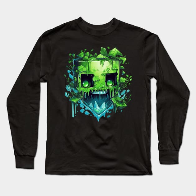 Minecraft Creeper Voxel Monster Character Long Sleeve T-Shirt by Nightarcade